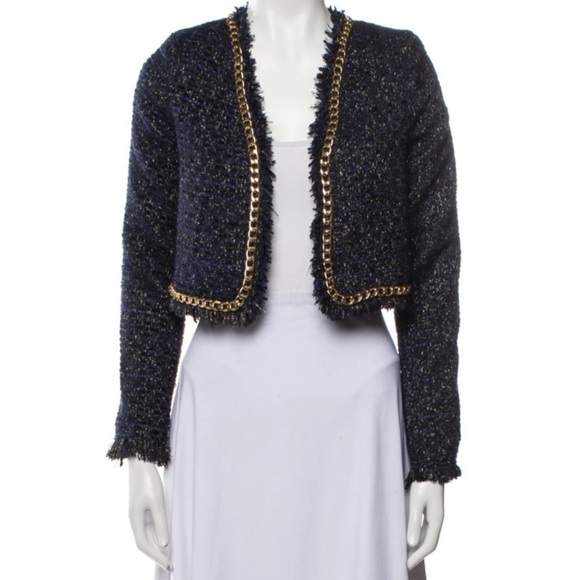 Christian Lacroix Jackets & Blazers - Christian LaCroix Tweed Long Sleeve Chain Accent Open Front Jacket